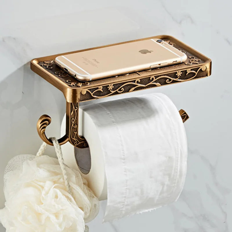 Porte Papier Toilette en Laiton Antique