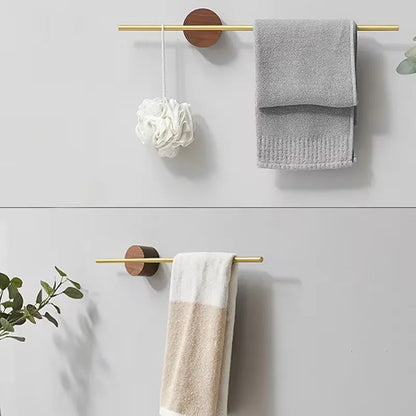 Porte-Serviettes Mural en Bois de Noyer 40/50cm - Barre Coulissante Sans Perçage Salle de Bain