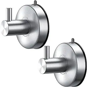 Crochets à Ventouse Douche Nickel Brossé - Acier Inoxydable SUS304 Porte-Serviettes Salle de Bain