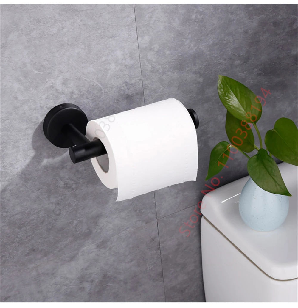 Porte-Papier Toilette Adhésif Mural - Acier Inoxydable Argent Or Noir Salle de Bain Cuisine