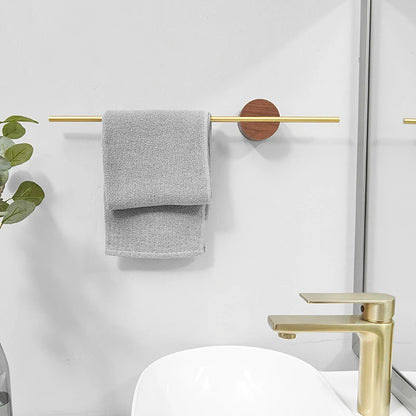 Porte-Serviettes Mural en Bois de Noyer 40/50cm - Barre Coulissante Sans Perçage Salle de Bain