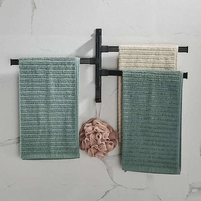 Porte-Serviettes Mural Rotatif Multi-Barres - Aluminium Spatial 2/3/4/5 Barres Salle de Bain