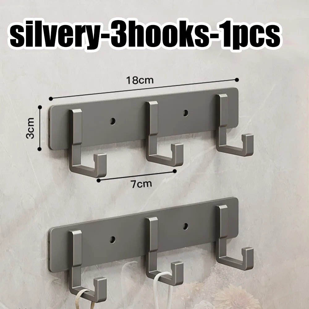 Crochets de Porte Aluminium Sans Perçage - Porte-Vêtements Rangement Chambre Salle de Bain