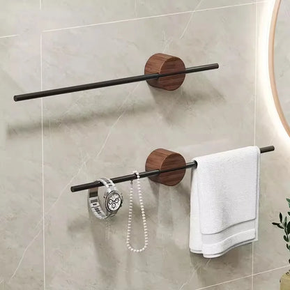 Porte-Serviettes Mural en Bois de Noyer 40/50cm - Barre Coulissante Sans Perçage Salle de Bain
