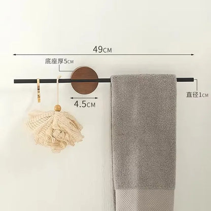 Porte-Serviettes Mural en Bois de Noyer 40/50cm - Barre Coulissante Sans Perçage Salle de Bain