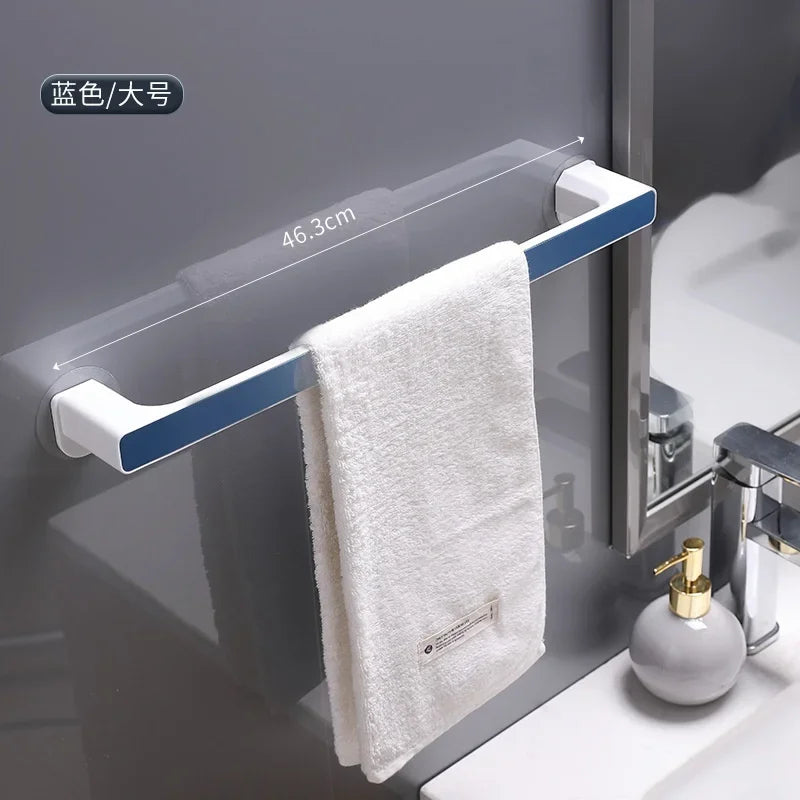 Porte-Serviettes 46cm à Ventouse Sans Perçage - Barre Murale avec Crochets Salle de Bain