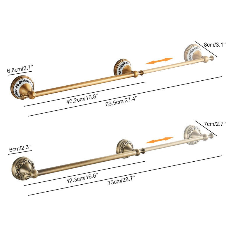 Porte-serviettes Coulissant Antique en Laiton Bronze