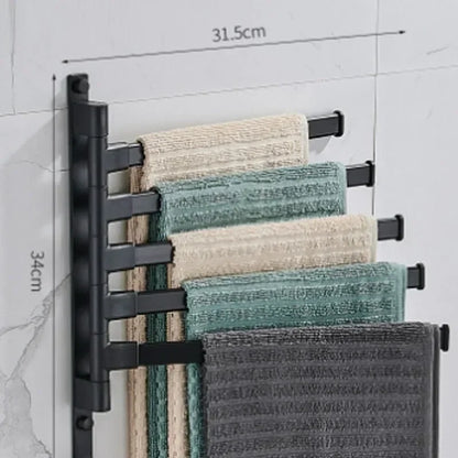 Porte-Serviettes Mural Rotatif Multi-Barres - Aluminium Spatial 2/3/4/5 Barres Salle de Bain