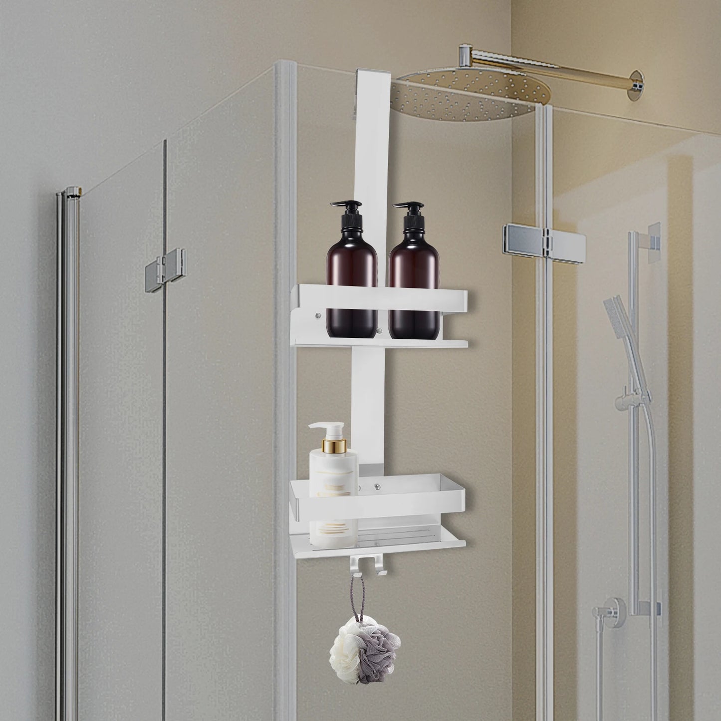 Étagère 2 Niveaux Acier Inoxydable 304 - Rangement Sur Porte Douche Cuisine Balcon