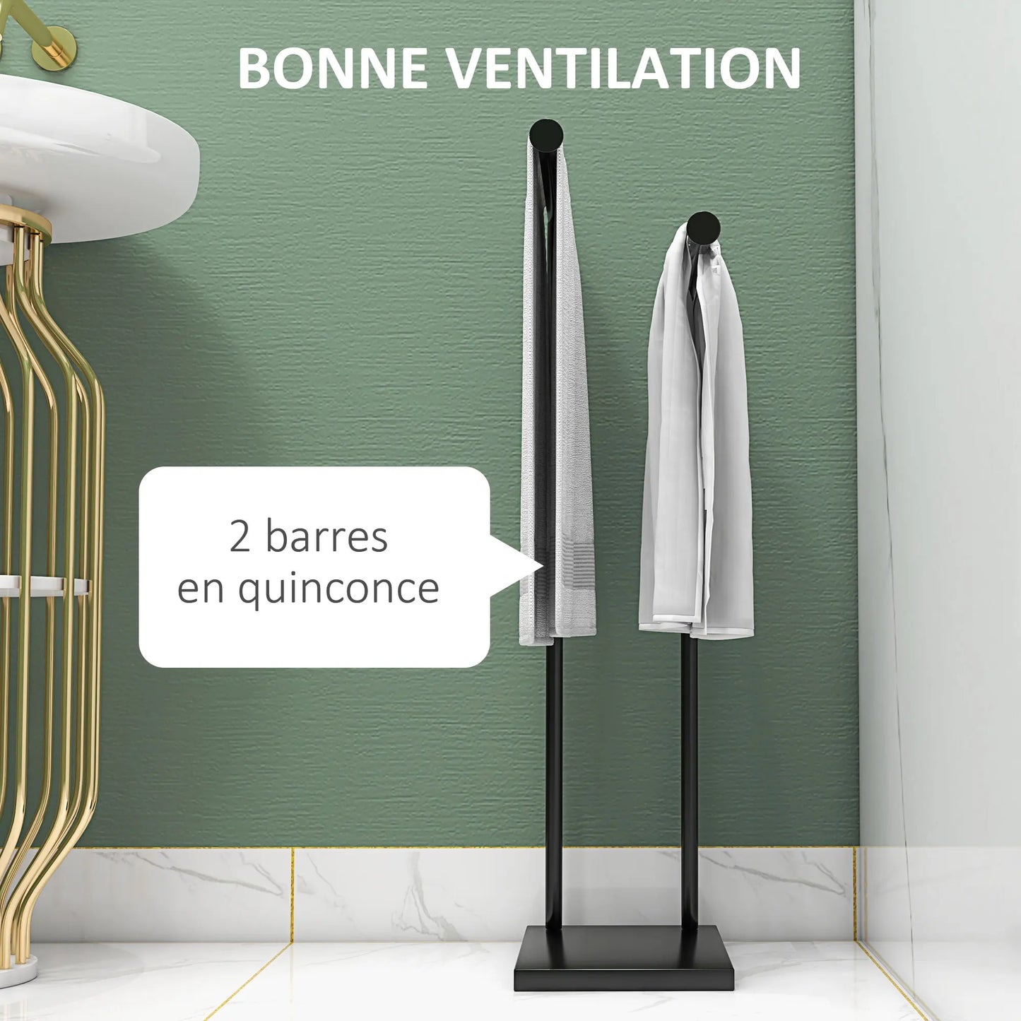 Porte-serviettes sur Pied en Acier Inoxydable