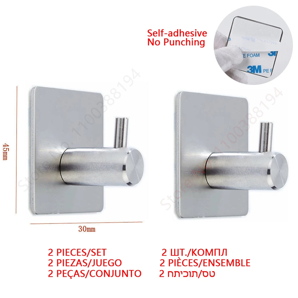 Porte-Papier Toilette Adhésif Mural - Acier Inoxydable Argent Or Noir Salle de Bain Cuisine