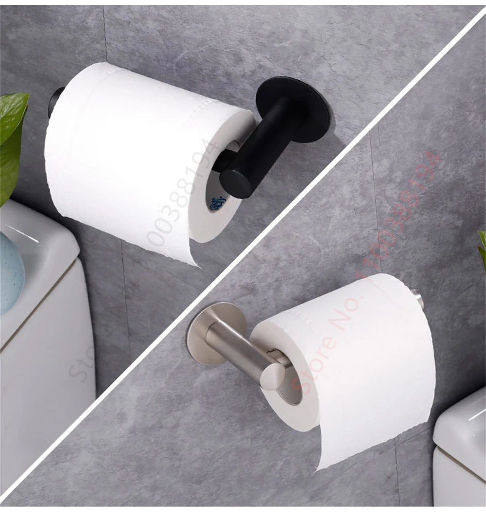 Porte-Papier Toilette Adhésif Mural - Acier Inoxydable Argent Or Noir Salle de Bain Cuisine