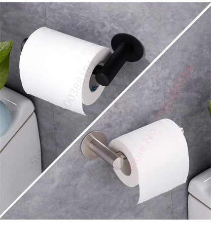 Porte-Papier Toilette Adhésif Mural - Acier Inoxydable Argent Or Noir Salle de Bain Cuisine