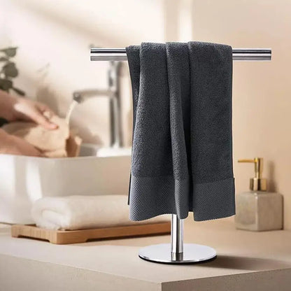Stainless Steel Towel Rack Free Standing T-Shape Towel Bar Rack Bath Towel Bar Stand For Bathroom Kitchen Vanity Countertop