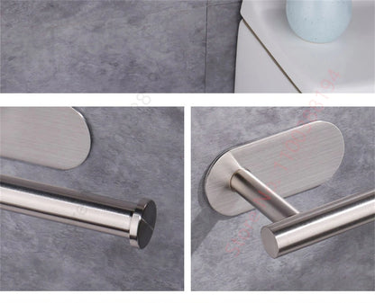 Porte-Papier Toilette Adhésif Mural - Acier Inoxydable Argent Or Noir Salle de Bain Cuisine