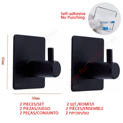 Porte-Papier Toilette Adhésif Mural - Acier Inoxydable Argent Or Noir Salle de Bain Cuisine