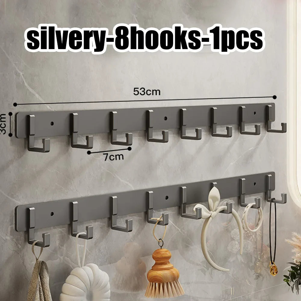 Crochets de Porte Aluminium Sans Perçage - Porte-Vêtements Rangement Chambre Salle de Bain