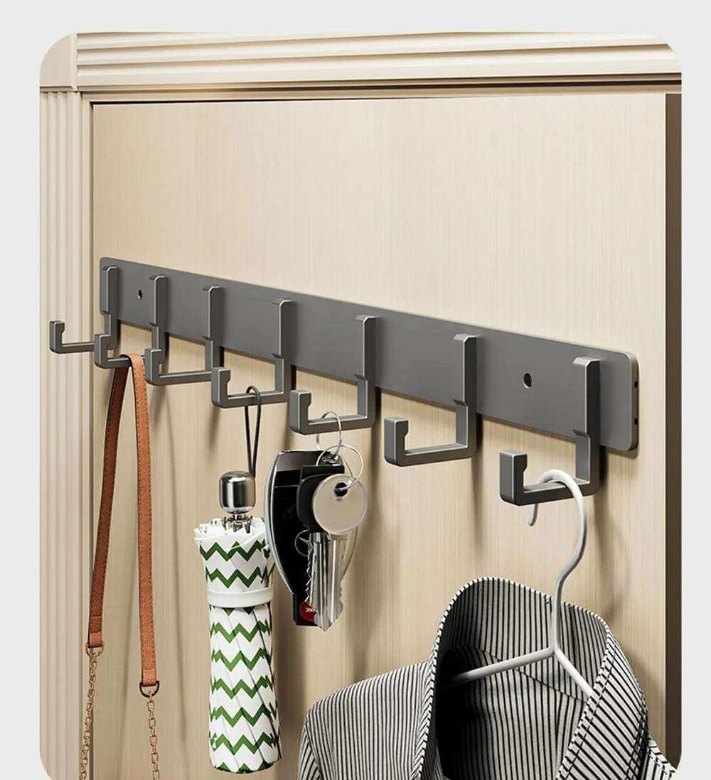 Crochets de Porte Aluminium Sans Perçage - Porte-Vêtements Rangement Chambre Salle de Bain