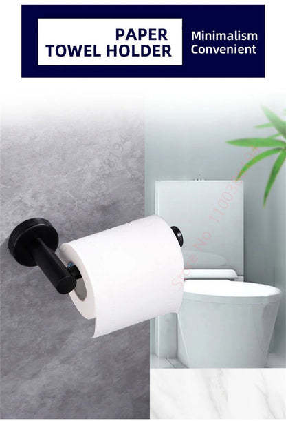 Porte-Papier Toilette Adhésif Mural - Acier Inoxydable Argent Or Noir Salle de Bain Cuisine