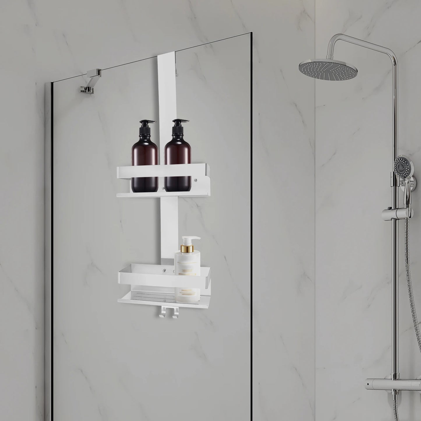Étagère 2 Niveaux Acier Inoxydable 304 - Rangement Sur Porte Douche Cuisine Balcon