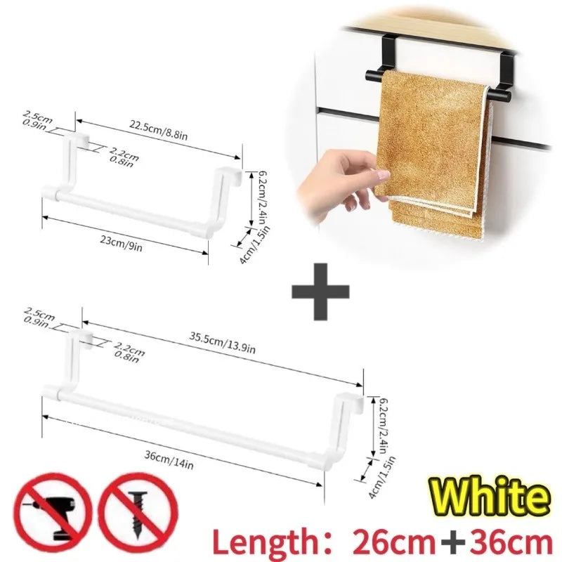 Porte-Serviettes Mural pour Placard Cuisine - Support Torchons Sans Perçage Salle de Bain