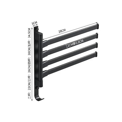 Porte-Serviettes Mural Rotatif Multi-Barres - Aluminium Spatial 2/3/4/5 Barres Salle de Bain