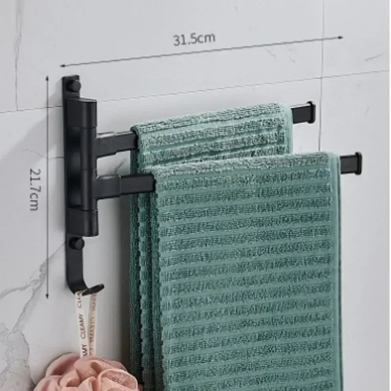 Porte-Serviettes Mural Rotatif Multi-Barres - Aluminium Spatial 2/3/4/5 Barres Salle de Bain