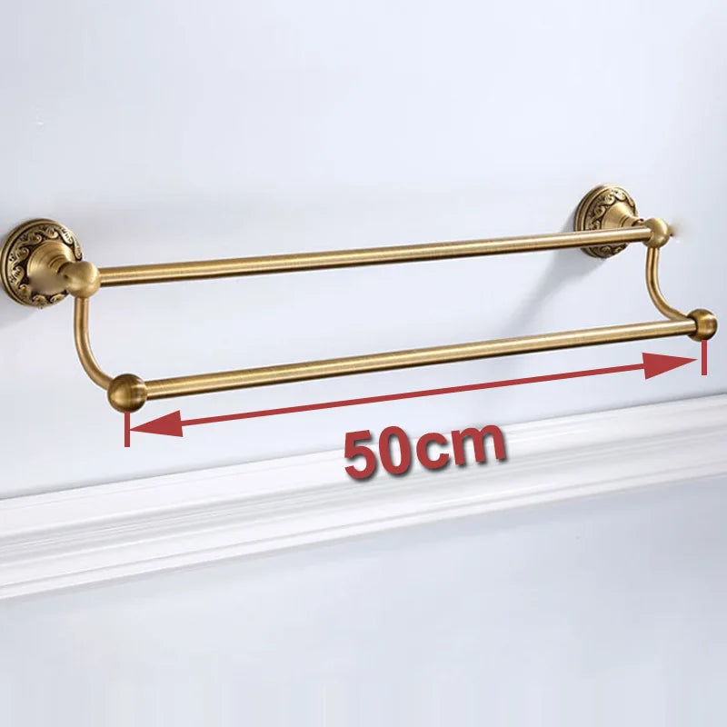 Porte-serviettes 2 Barres en Laiton Antique