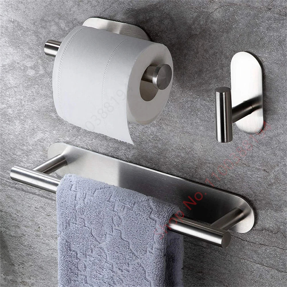 Porte-Papier Toilette Adhésif Mural - Acier Inoxydable Argent Or Noir Salle de Bain Cuisine