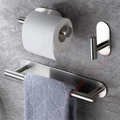 Porte-Papier Toilette Adhésif Mural - Acier Inoxydable Argent Or Noir Salle de Bain Cuisine