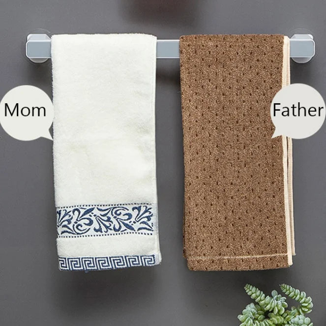 Porte-Serviettes 46cm à Ventouse Sans Perçage - Barre Murale avec Crochets Salle de Bain