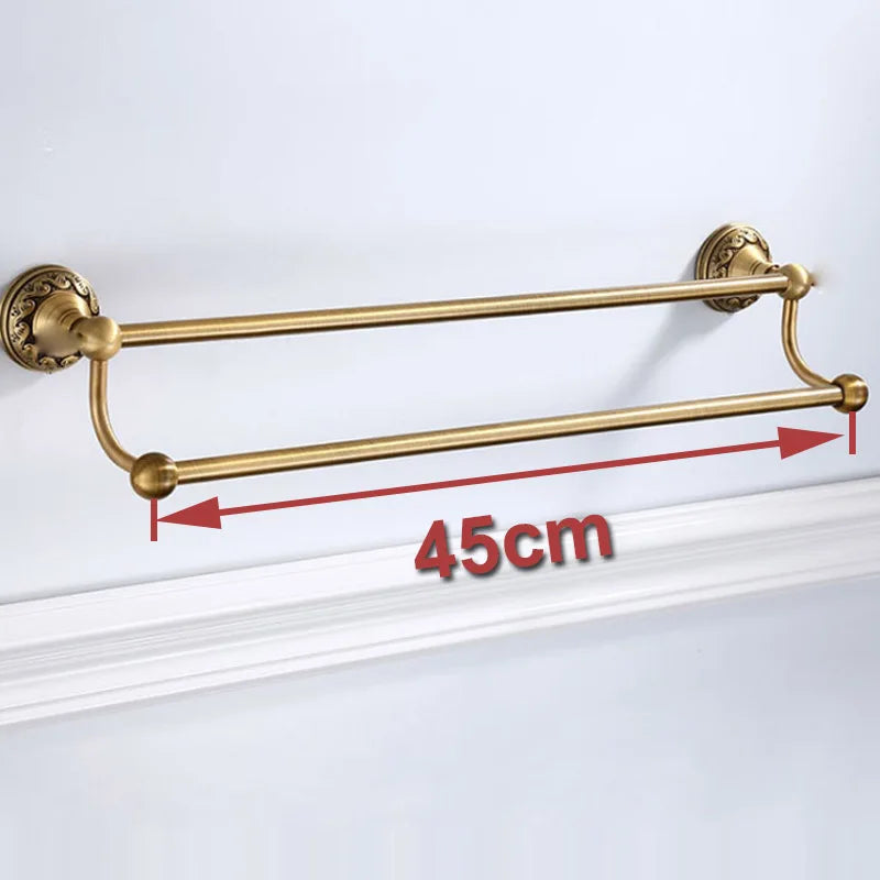 Porte-serviettes 2 Barres en Laiton Antique