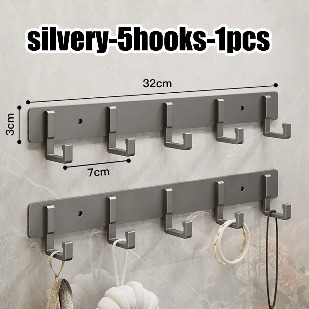 Crochets de Porte Aluminium Sans Perçage - Porte-Vêtements Rangement Chambre Salle de Bain