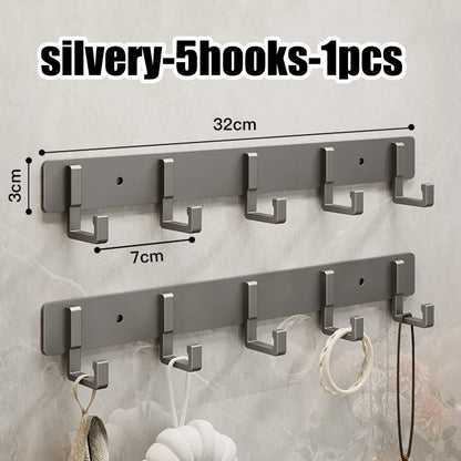 Crochets de Porte Aluminium Sans Perçage - Porte-Vêtements Rangement Chambre Salle de Bain