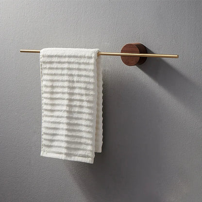 Porte-Serviettes Mural en Bois de Noyer 40/50cm - Barre Coulissante Sans Perçage Salle de Bain