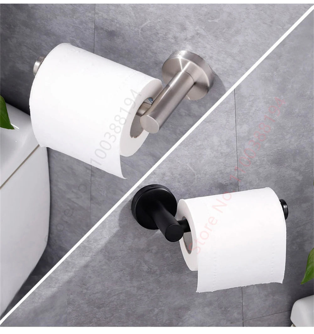 Porte-Papier Toilette Adhésif Mural - Acier Inoxydable Argent Or Noir Salle de Bain Cuisine