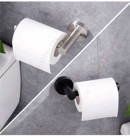 Porte-Papier Toilette Adhésif Mural - Acier Inoxydable Argent Or Noir Salle de Bain Cuisine