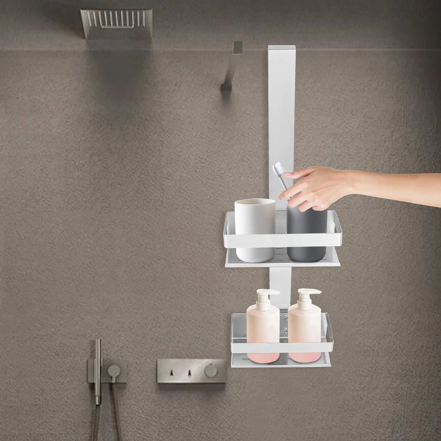 Étagère 2 Niveaux Acier Inoxydable 304 - Rangement Sur Porte Douche Cuisine Balcon