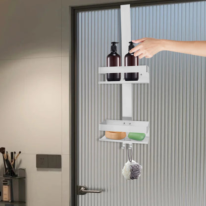 Étagère 2 Niveaux Acier Inoxydable 304 - Rangement Sur Porte Douche Cuisine Balcon