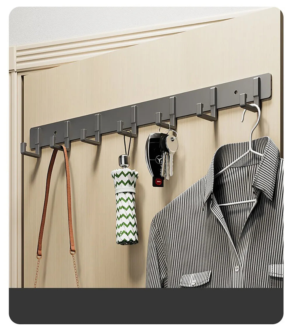 Crochets de Porte Aluminium Sans Perçage - Porte-Vêtements Rangement Chambre Salle de Bain