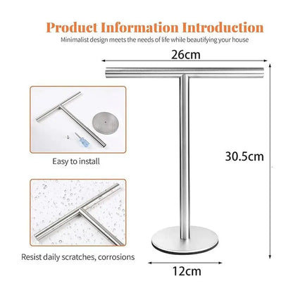 Stainless Steel Towel Rack Free Standing T-Shape Towel Bar Rack Bath Towel Bar Stand For Bathroom Kitchen Vanity Countertop