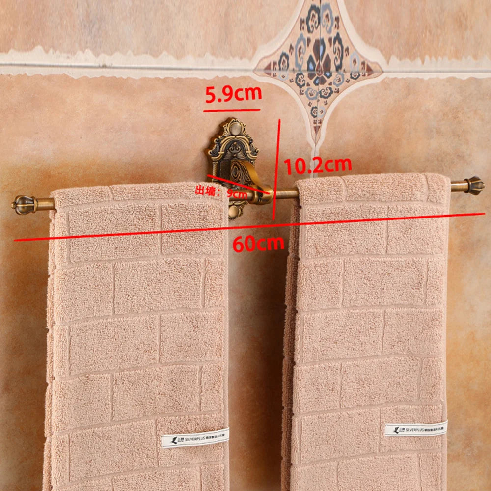 Double Porte-serviettes en Laiton Antique