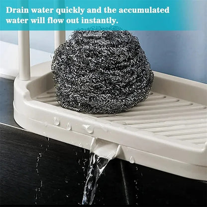 Panier de Drainage Évier avec Support - Porte-Éponge Lavette Organisateur Cuisine