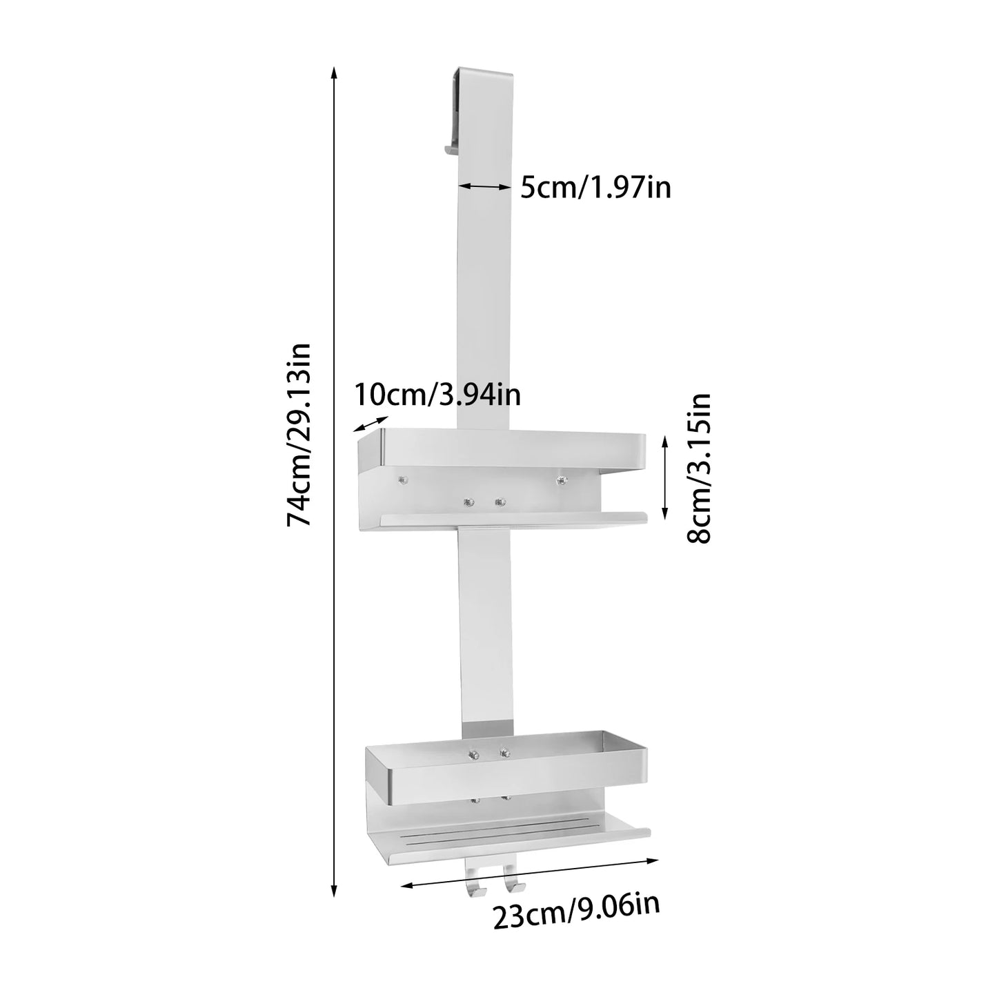 Étagère 2 Niveaux Acier Inoxydable 304 - Rangement Sur Porte Douche Cuisine Balcon