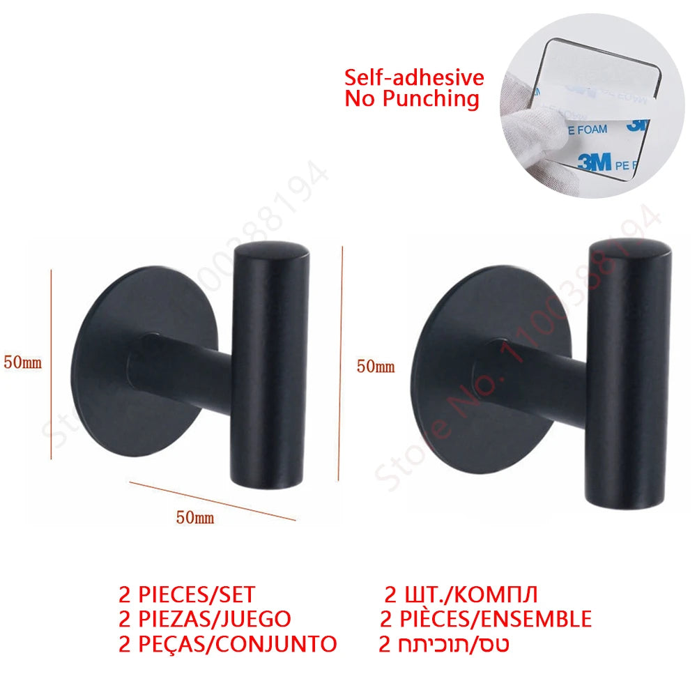 Porte-Papier Toilette Adhésif Mural - Acier Inoxydable Argent Or Noir Salle de Bain Cuisine