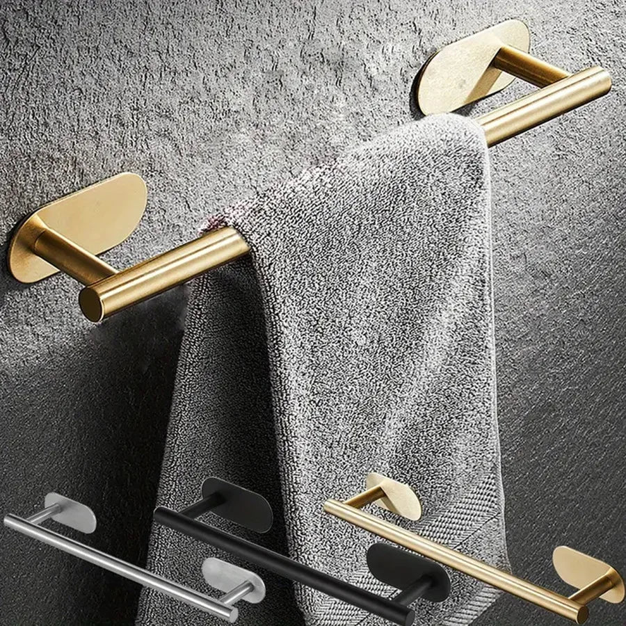 Porte-Serviettes Mural 40cm Auto-Adhésif Acier Inoxydable - Sans Perçage Salle de Bain