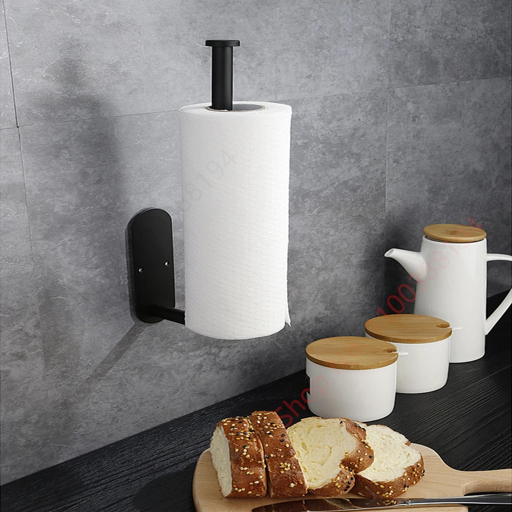 Porte-Papier Toilette Adhésif Mural - Acier Inoxydable Argent Or Noir Salle de Bain Cuisine