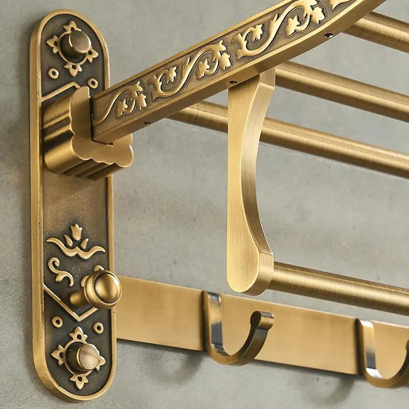 Support du Porte-serviettes Pliable en Laiton Antique