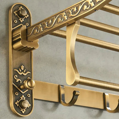 Support du Porte-serviettes Pliable en Laiton Antique