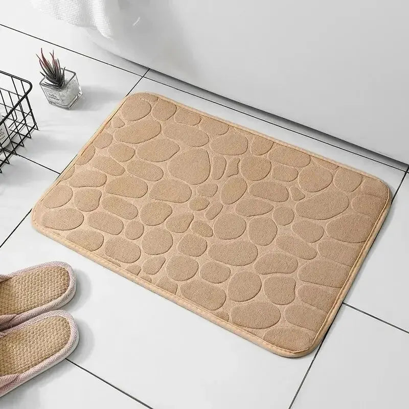 Tapis de bain Antidérapant Effet Galets en Beige